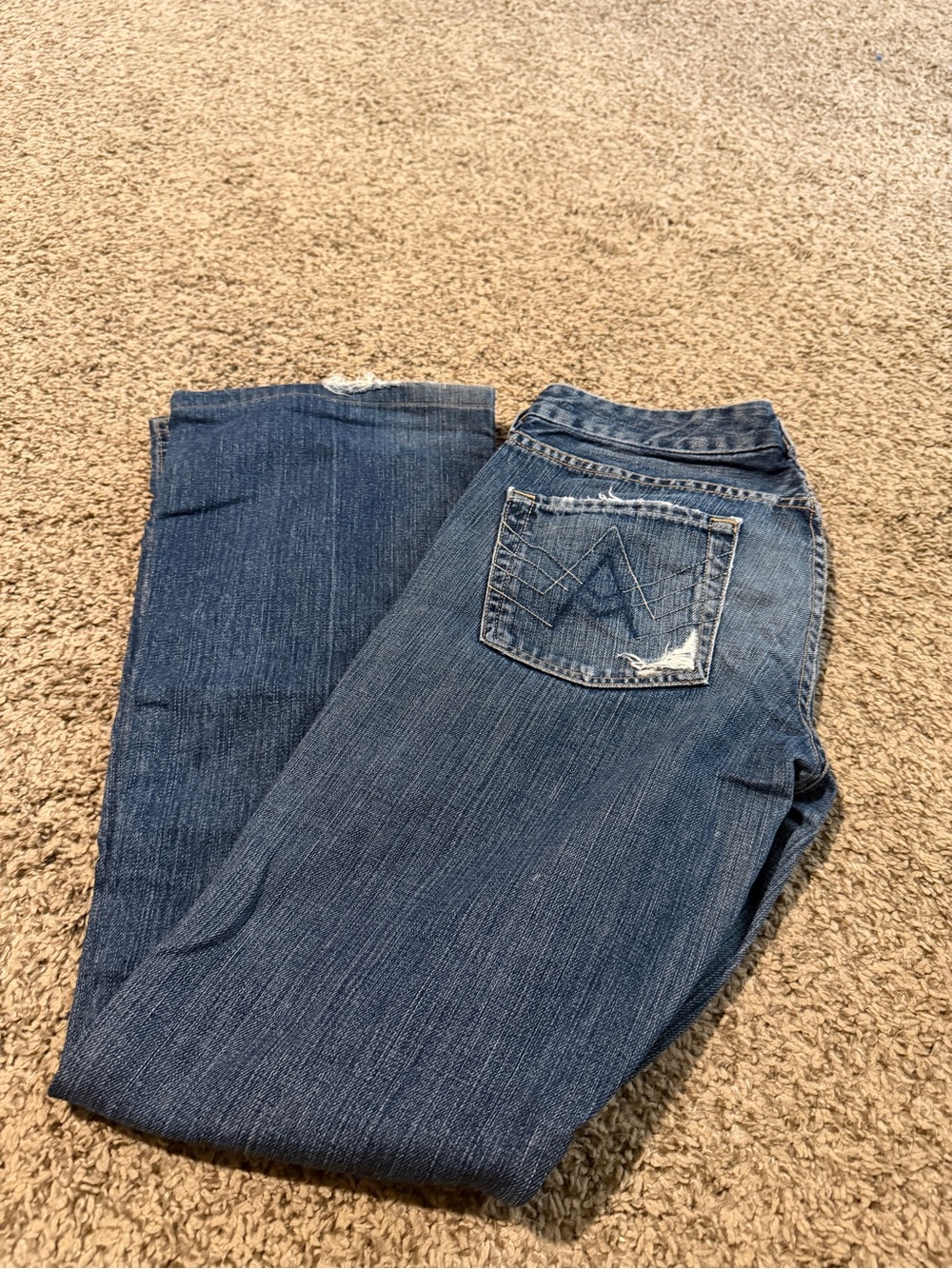 7 for All Mankind Medium Blue Distressed Back Pocket Jeans